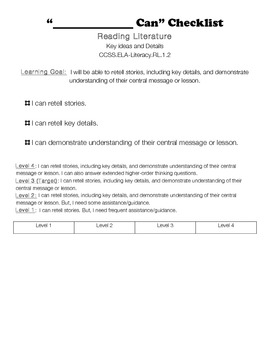 Preview of 1st grade ELA common core rubrics