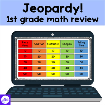 Preview of 1st grade End of Year or 2nd grade Beginning of Year Math Review Game Jeopardy