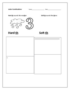 Preview of 1st grade Hard th and Soft th 2 part worksheet