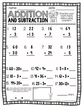 1st grade No Prep Common Core Math Skills Practice by Mrs Grauer