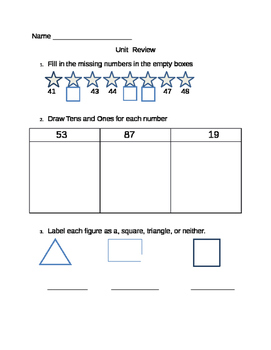 Preview of 1st grade math review #1
