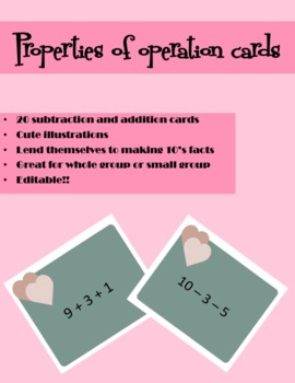 Preview of 1st grade and up Properties of Operation Valentine's Day Cards