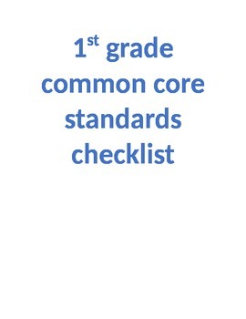 Preview of 1st grade common core checklist