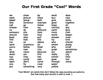 list of irregular sight words for kindergarten