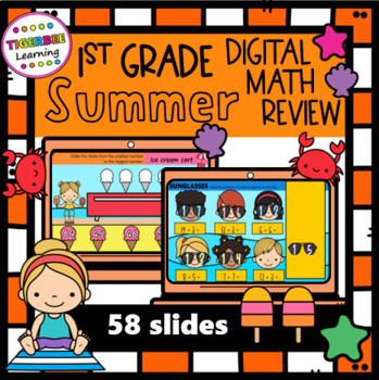 Preview of 1st grade math end of year Summer review digital centres