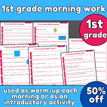 Preview of 1st grade math word problems,daily math review packet,1st grade spiral review