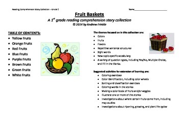 Preview of primary grades K-2 reading comprehension story pack - fruit baskets