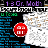 Math Escape Room Bundle 1st 2nd 3rd Grade (Multiplication, Word Problems, etc)