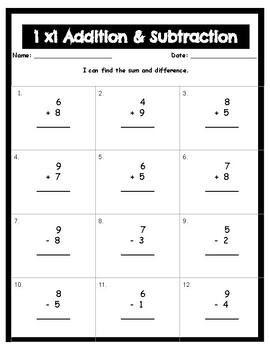 addition and subtraction homework year 1