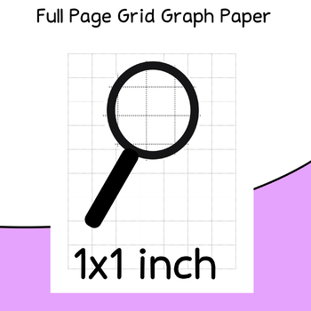 Preview of 1x1 Inch Squares Full Page Grid Graph Paper, 7x9 Boxes, Printable PDF