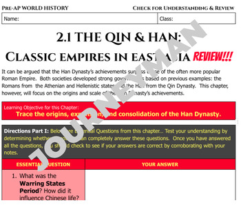Preview of 2.1 Classical Empires in East Asia Check for Understanding & Review