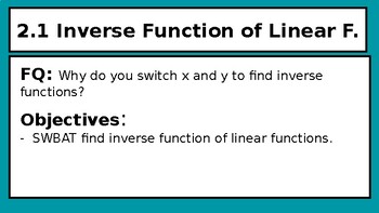 Preview of 2.1 Inverse Function of Linear Function (Slide deck)
