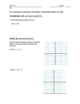 Preview of 2.1 Inverse Function of Linear Function (practice problems)