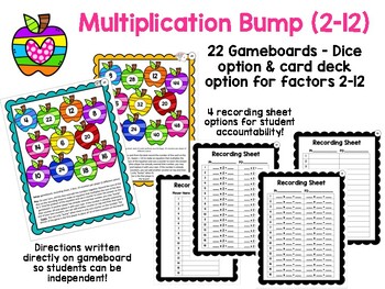Preview of 2-12 Multiplication Bump (w/ student accountability!) - NO PREP