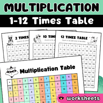 Preview of 2-12 Times Multiplication Table: Counting and Coloring Worksheets