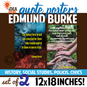 Preview of 2 12x18" POSTERS: Quotes by Edmund Burke: Democracy, Civics, Conflict, Palestine