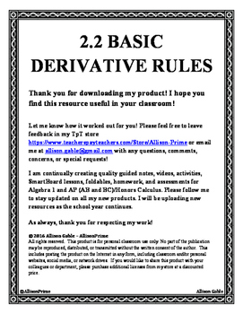 Preview of 2.2 Basic Derivative Rules