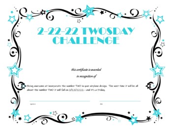 Preview of 2-22-22 TWOSDAY Challenge certificates