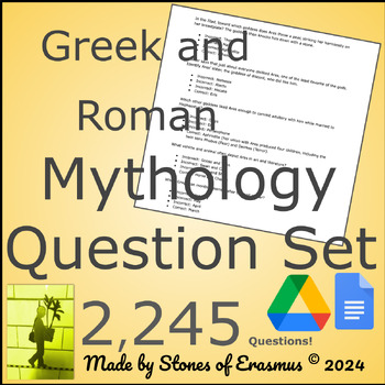 Preview of 2,245 Greek and Roman Mythology Editable Question Set for Middle and HS