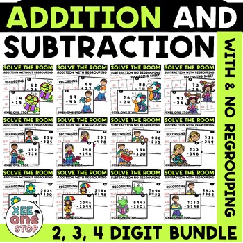 Preview of 2 3 4 Digit Addition and Subtraction 1st First Day of Spring Activities Bundle