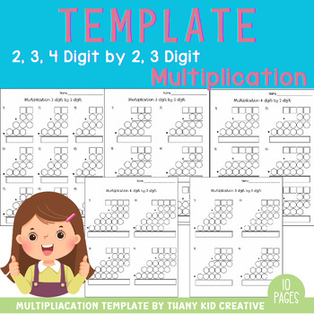 Preview of 2, 3, 4 digit by 2, 3 digit Multiplication Template (Clip Art Set)
