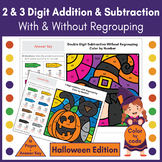 2 & 3 Digit Addition & Subtraction With Regrouping Hallowe