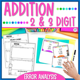 2 & 3 Digit Addition Error Analysis Task Cards & Worksheets