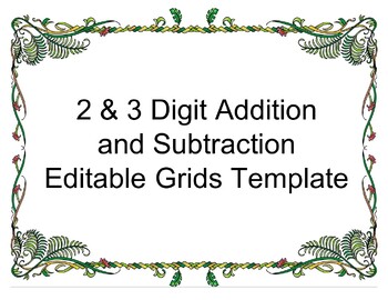 Preview of 2 & 3 Digit Addition and Multiplication Editable Grids Power Point