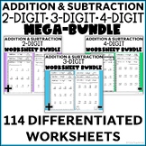 2, 3, and 4 Digit Addition and Subtraction Worksheets MEGABUNDLE