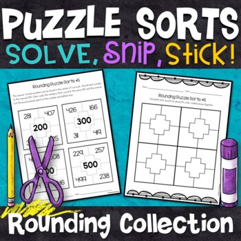 Preview of Rounding Puzzles | Rounding to the Nearest 10, 100, and 1,000 | No Prep Math