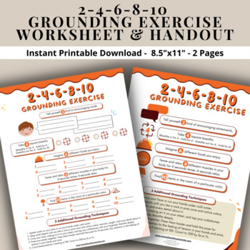 Preview of 2-4-6-8-10 Grounding Exercise Worksheet Mindfulness Trauma Anxiety Stress Anger