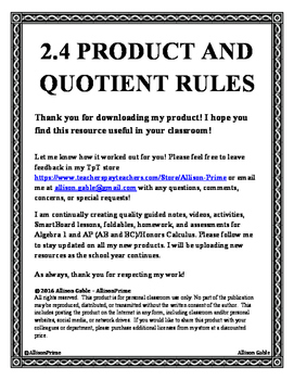 Preview of 2.4 Product and Quotient Rules