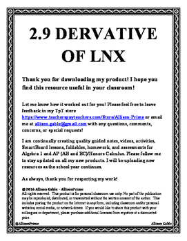 Preview of 2.9 Derivative of lnx