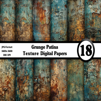 Preview of Grunge Patina Digital Paper Pack - 18 Different Backgrounds Clip Art