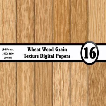 Preview of Wheat Wood Grain Digital Paper Pack - 16 Different Backgrounds Clip Art