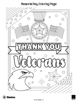 2 Advanced Memorial Day Coloring Pages by Beeloo | TPT