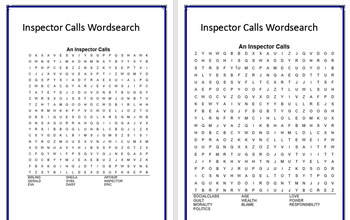 Preview of 2 An Inspector Calls Wordsearches