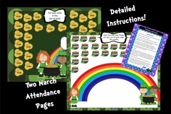 Preview of 2 Attendance March St. Patricks's Day Interactive Smartboard Morning - 2 Pages
