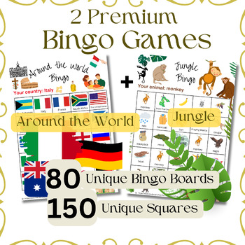 Preview of 2 Bingo Games: Around the World & Jungle! 80 Special Board Designs
