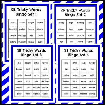 2 Blue (2B) Tricky Words Bingo by Mixing it up in Primary | TpT