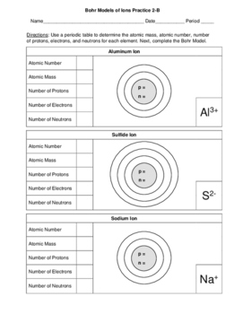 Bohr Models Of Ions 2 Worksheets 3 Skill Level Versions Of Each