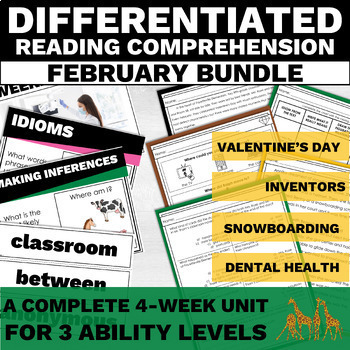 Preview of February Differentiated Reading Comprehension Bundle Passage and Questions