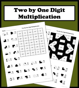 Preview of 2 By 1 Digit Multiplication Color Worksheet