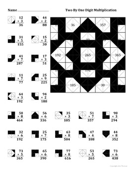 2 by 1 digit multiplication color worksheet by aric thomas tpt