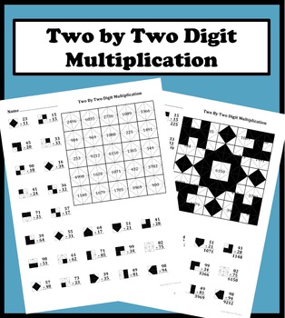 Preview of 2 By 2 Digit Multiplication Color Worksheet