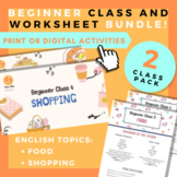 2 CLASS BUNDLE! Food + Shopping Vocabulary + Grammar - ESL