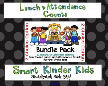 Preview of 2 Choice Lunch Count and Attendance Bundle for the Entire Year for Smartboard