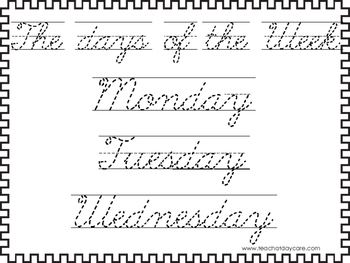 handwriting practice days of the week