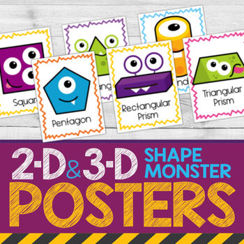 Preview of 2-D & 3-D Shape Monster Posters