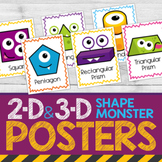 2-D & 3-D Shape Monster Posters